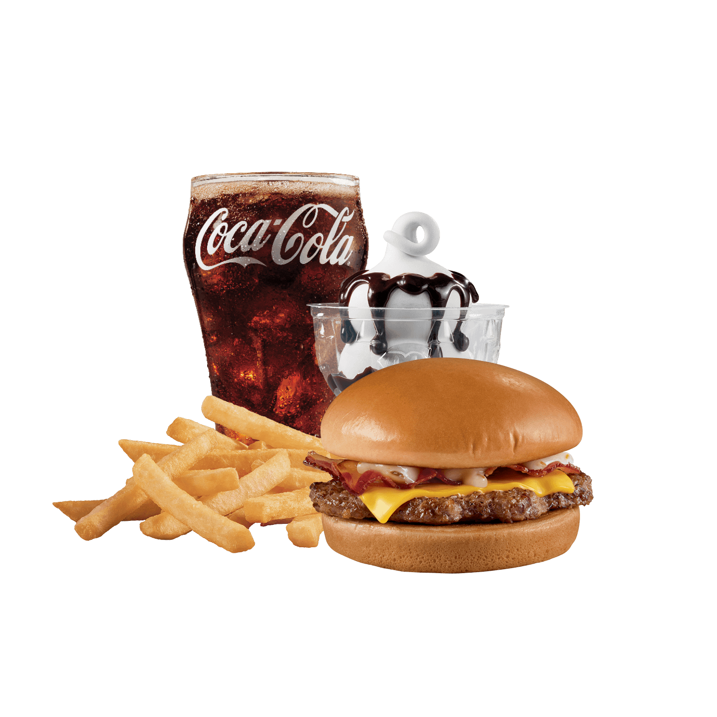 DQ Bacon Queso Cheeseburger, fries, sundae, and a coke